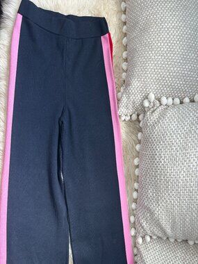 Maeve Anthropologie Pants Womens Navy Colorblock Wide Leg Knit Stripe Small NWT